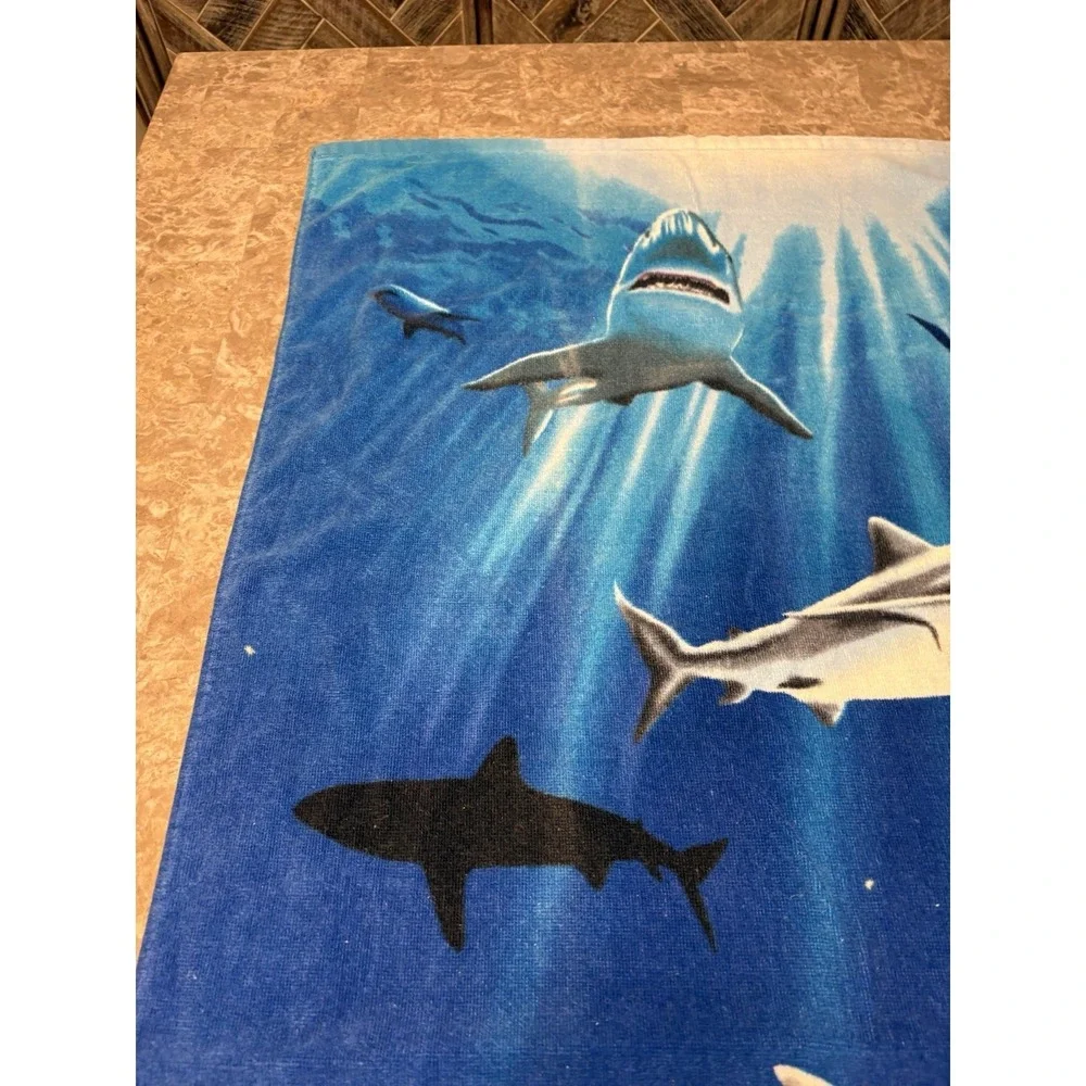 Ocean Shark Underwater Coral Reef Beach Towel Under the Sea Aquatic 27